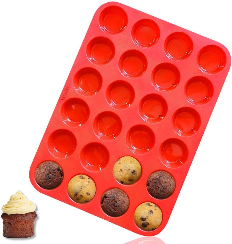 24 cups non stick cupcake baking pan silicone muffin cake mold form tray