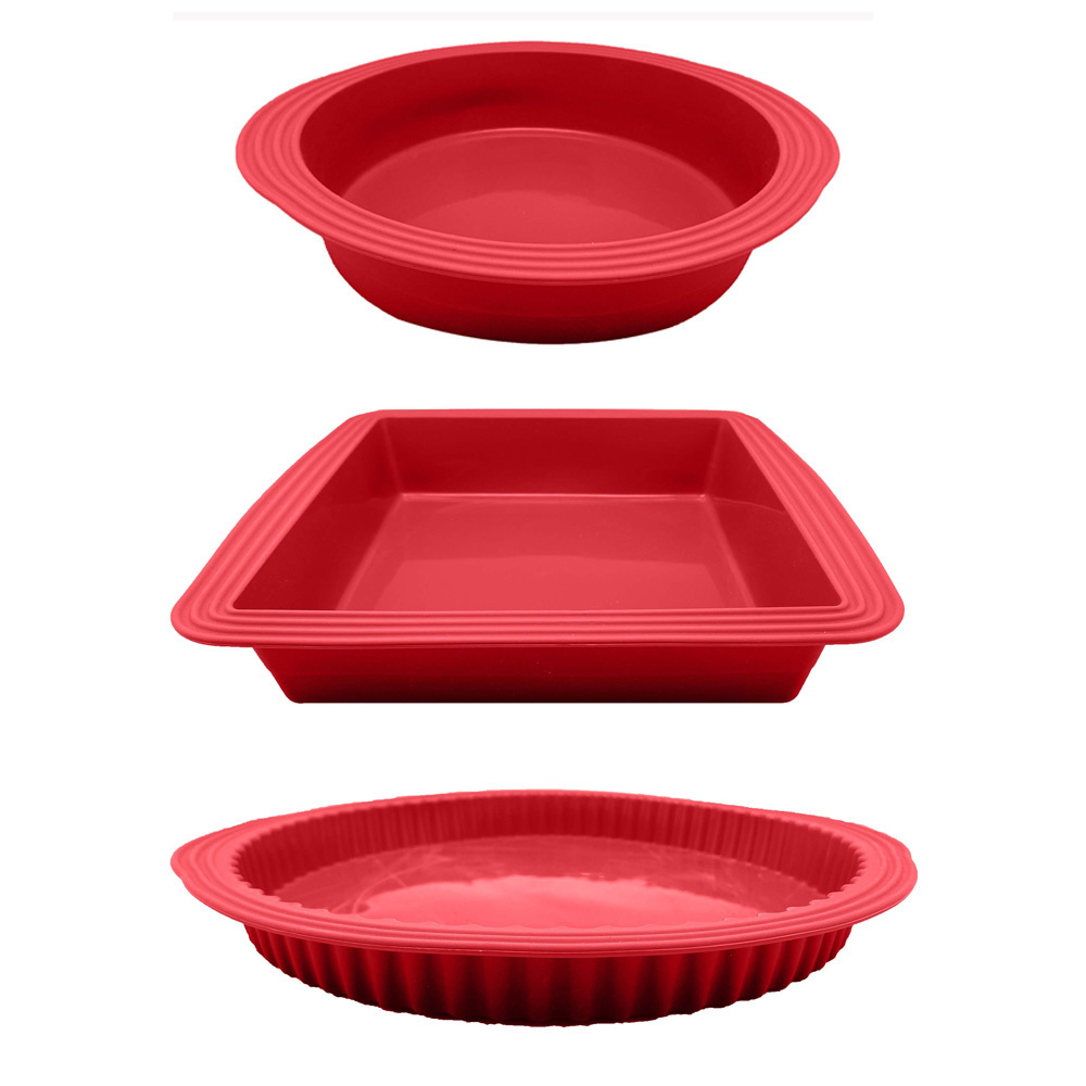 set of 3 nonstick round rectangle cake mold pizza pan bakeware set silicone mold for cake