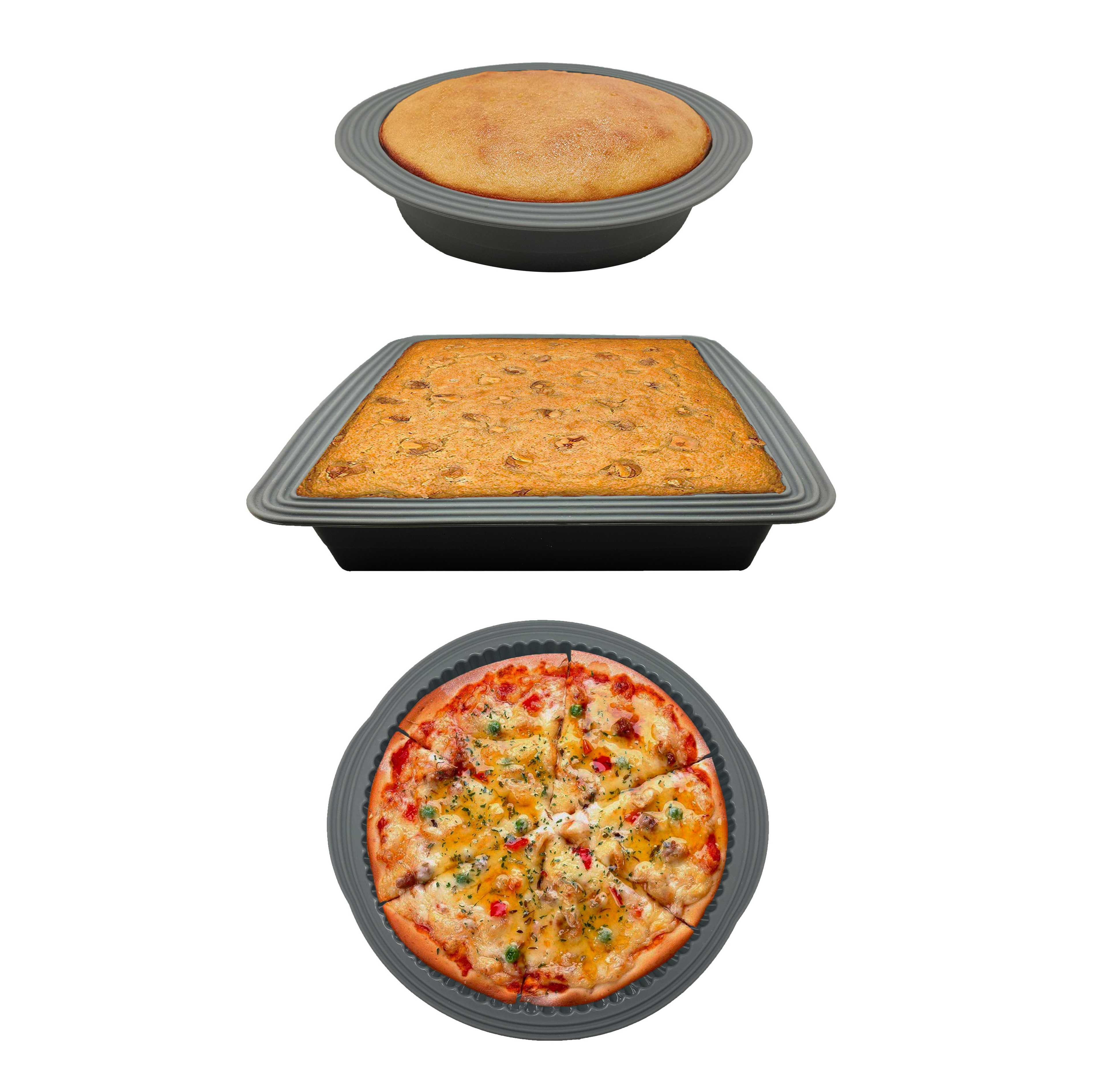 set of 3 nonstick round rectangle cake mold pizza pan bakeware set silicone mold for cake