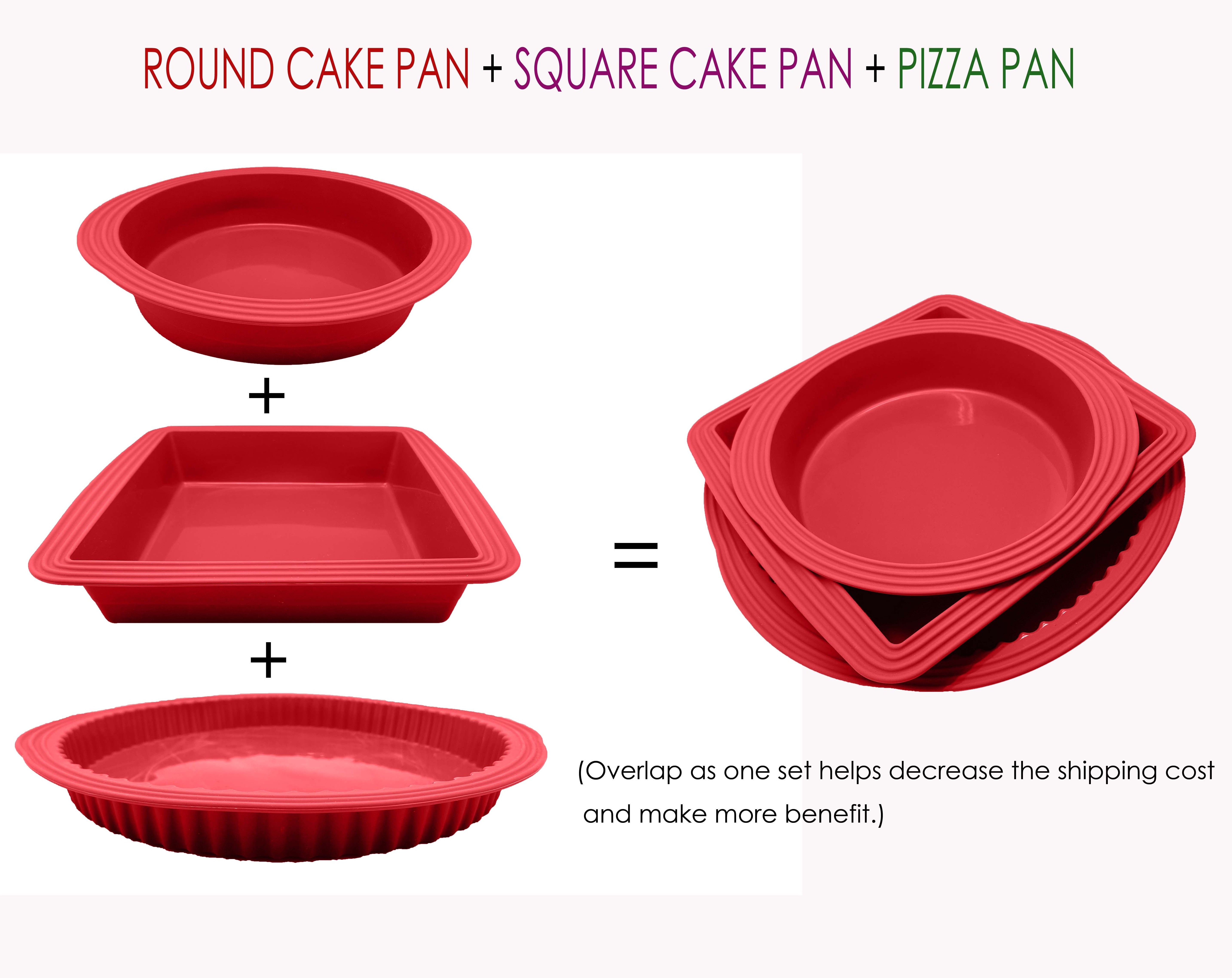 set of 3 nonstick round rectangle cake mold pizza pan bakeware set silicone mold for cake