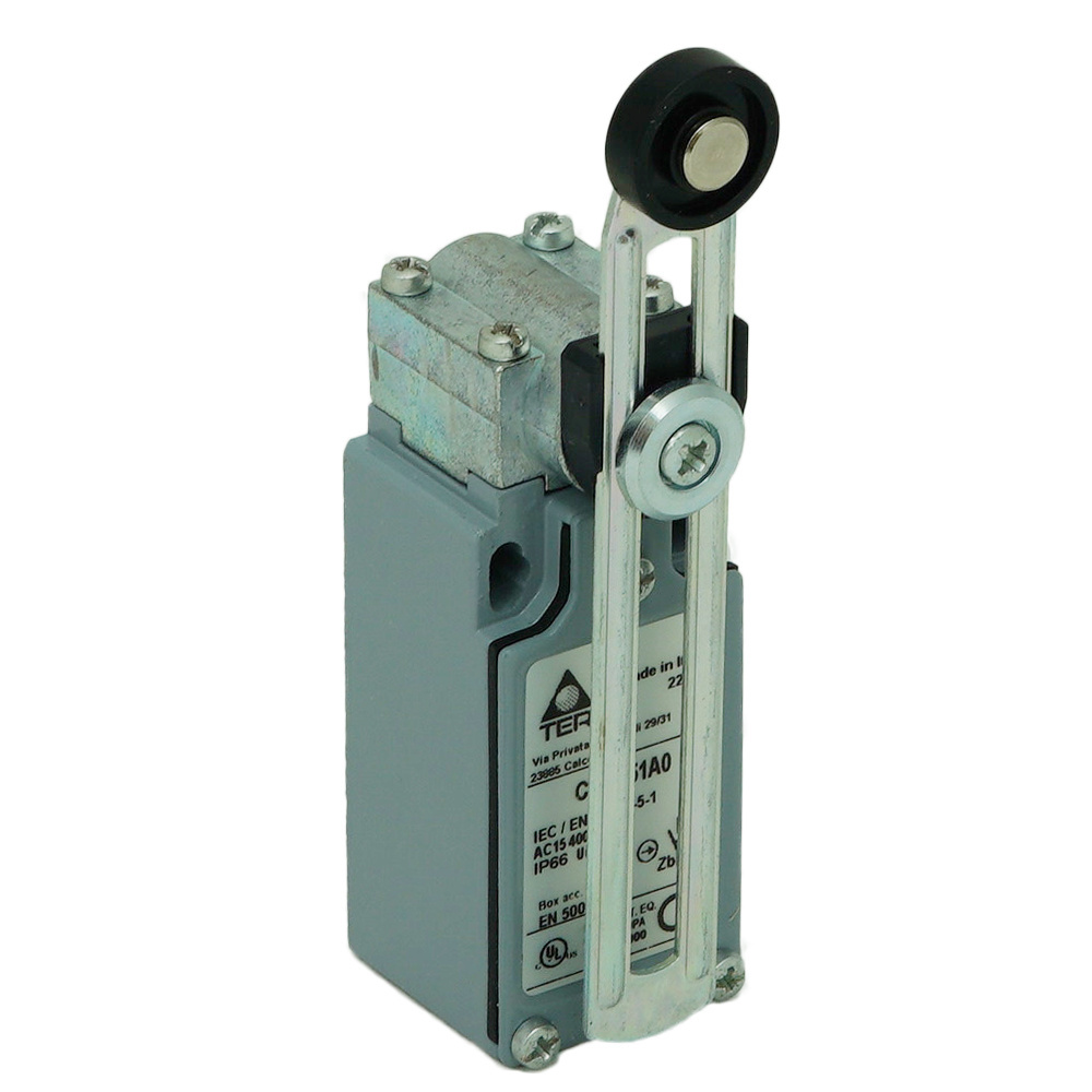 Position limit switch - adjustable lever 18 mm diameter - nylon roller snap action 1NO+1NC switches