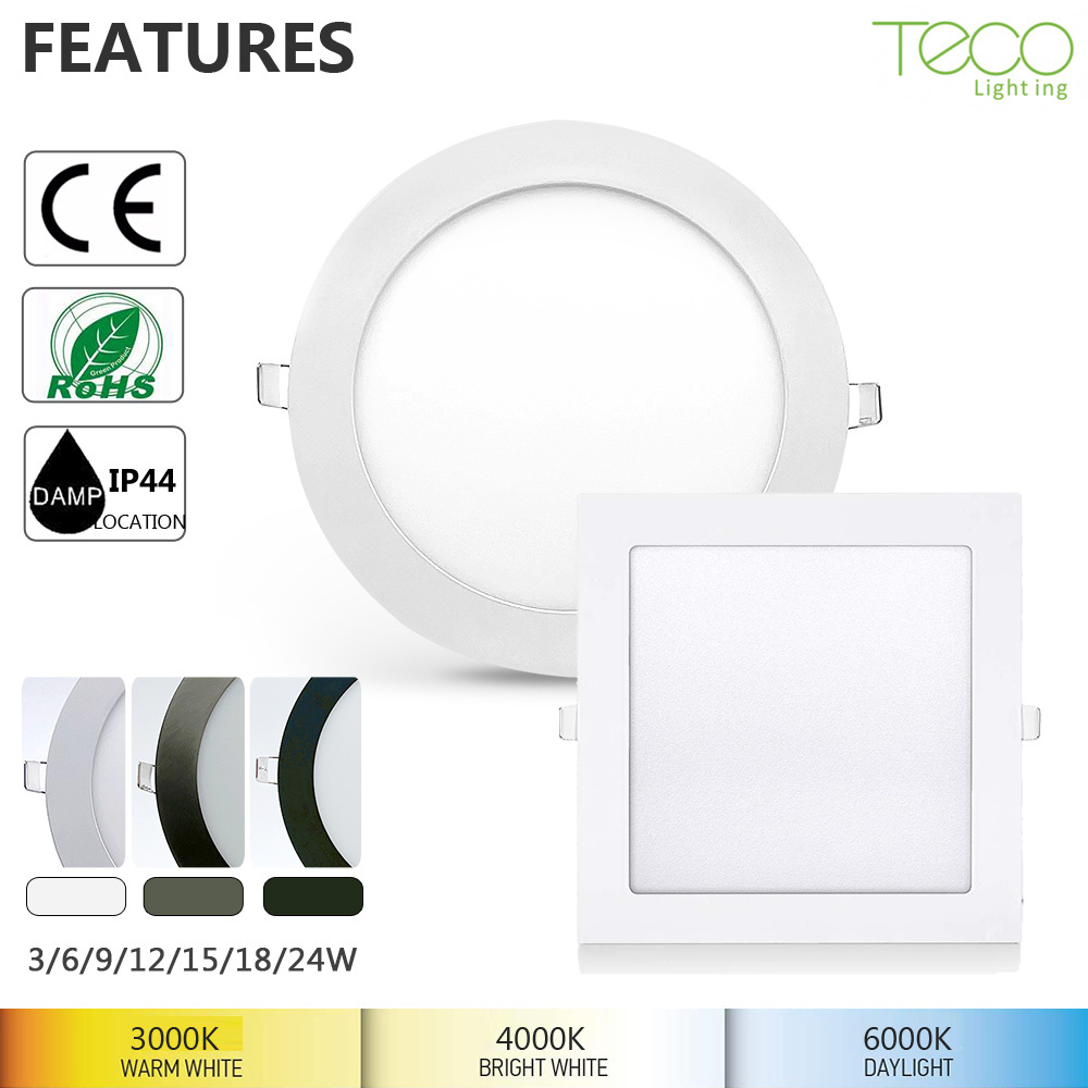 Good price wholesale silver black white recessed round ip44 3w 6w 9w 12w 18w 24w ultra thin slim led panel light