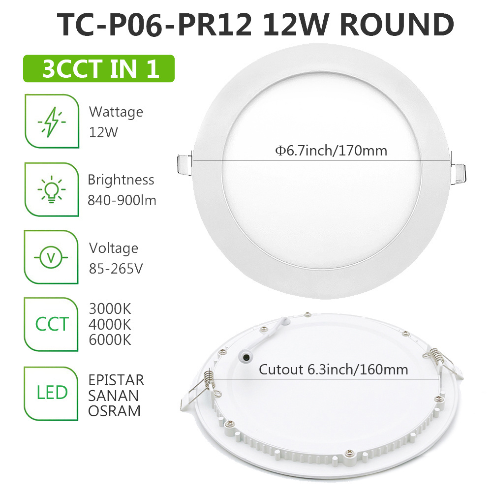 Low Profile Aluminum Baffle Trim 3000k 4000k 6000k 6 inch 3CCT Color Selectable Recessed Ceiling Light