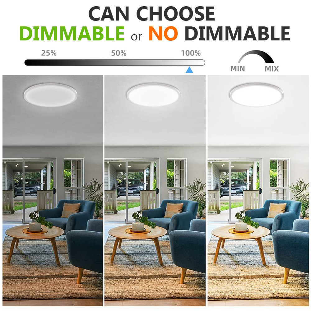 Kitchen Bedroom Living Room 24w Round 12 inch Dimmable 3cct Adjustable Flush Mount Led Ceiling Light