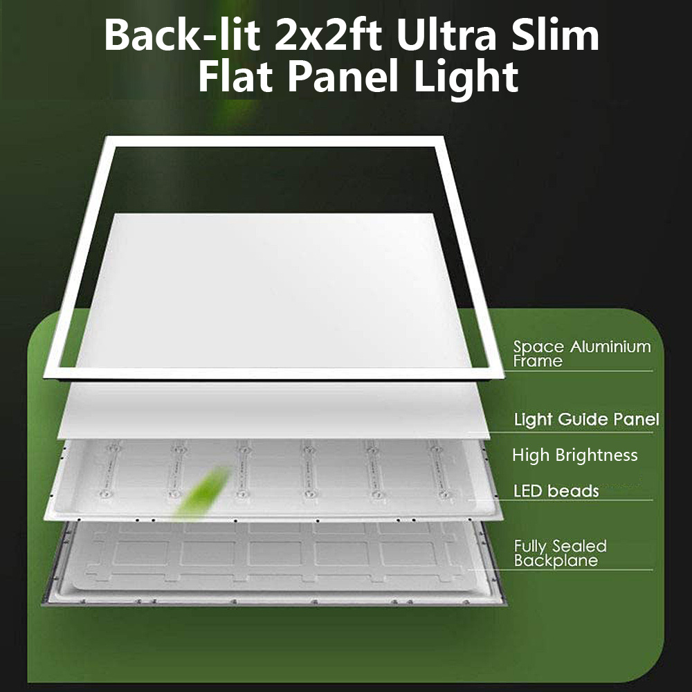 Single cct 48w 2x2ft 600x600 slim backlit recessed surface mounted drop ceiling panel lights