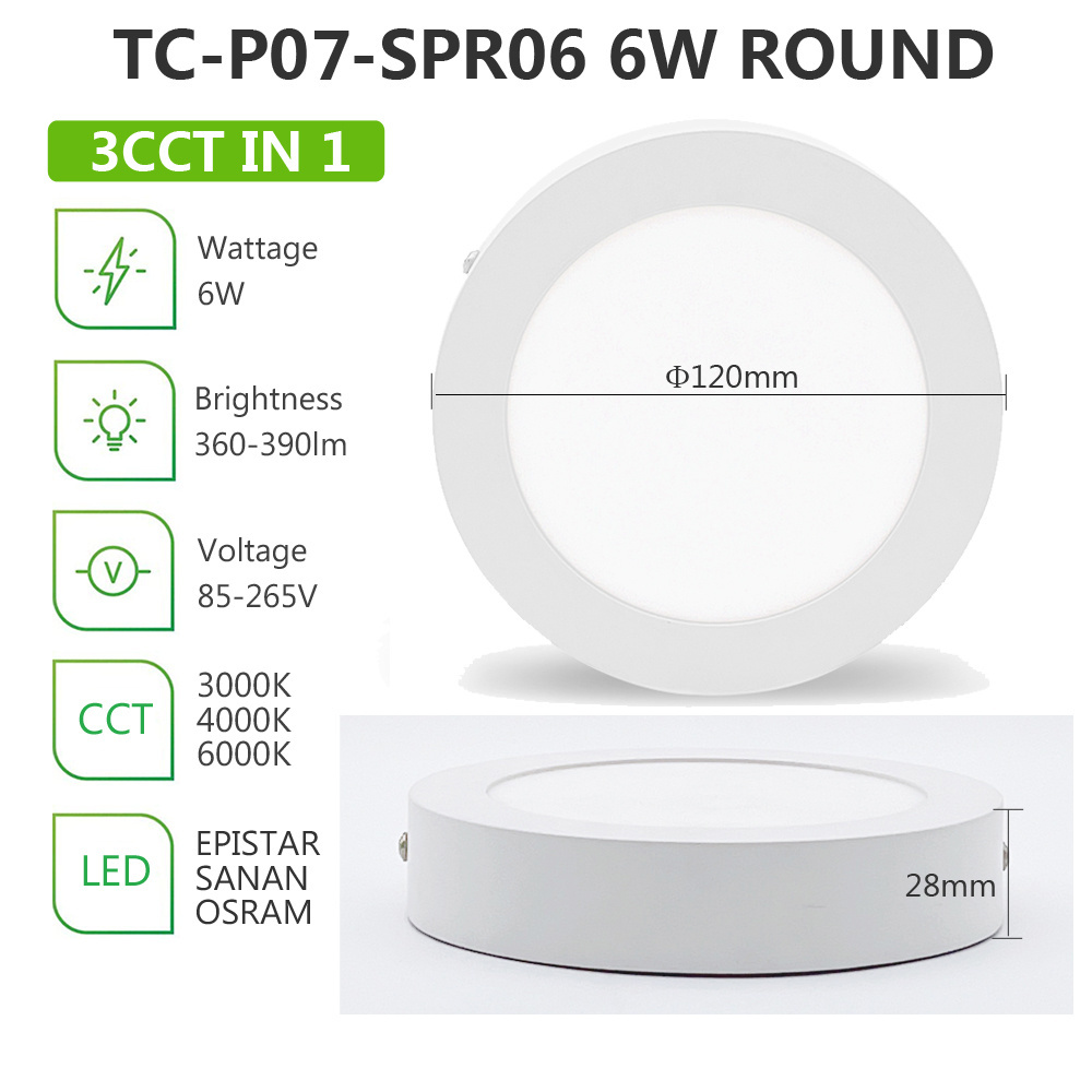 Porch Hallway Basement Round Dimmable 3000k 4000k 6000k 6w 5inch 3CCT Adjustable Led Ceiling Lamp