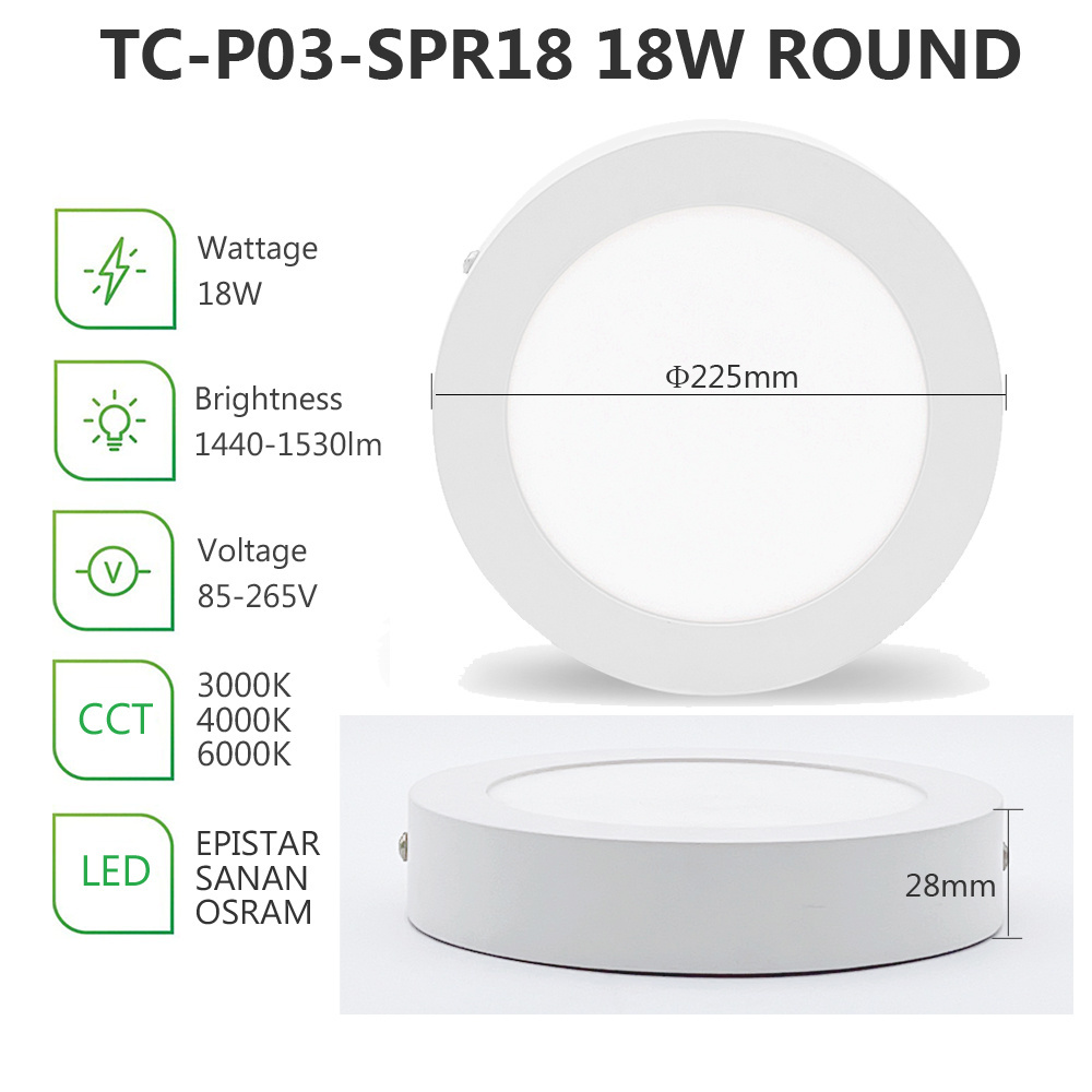 High quality indoor aluminum 3000k 4000k 6000k 18w circle round dimmable led ceiling panel light