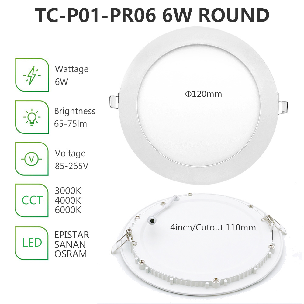 OEM Commercial wholesale 1 cm ultra slim aluminum 6 watt 4 inch round recessed led panel light