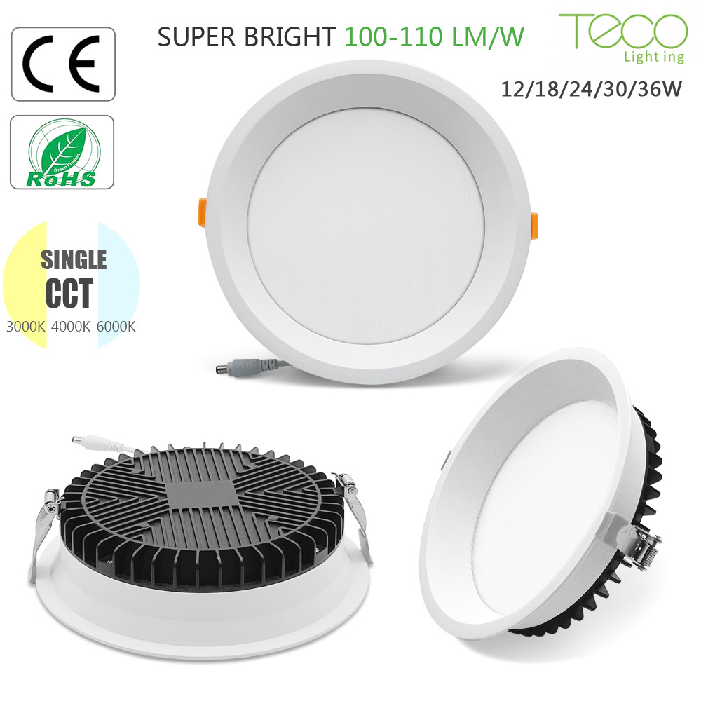 Zhongshan factory 4Inch 6 inch ip44 waterproof 12 18 24 30 w dimmable recessed led down light