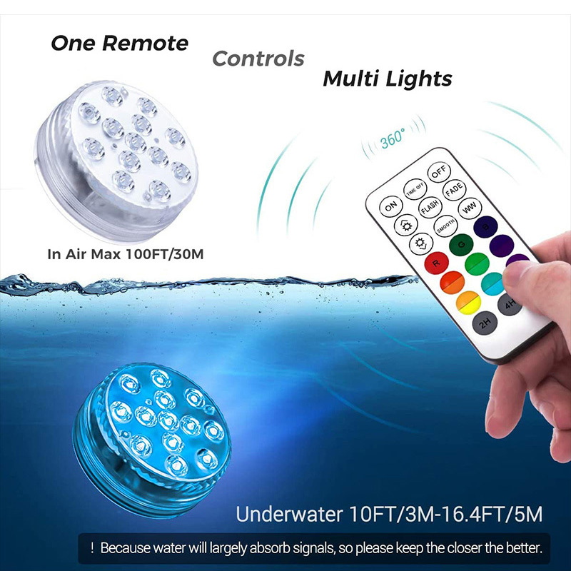 Remote Control battery operated USB rechargeable under water submersible Swimming Pool RGB led color changing pool Lights bulb