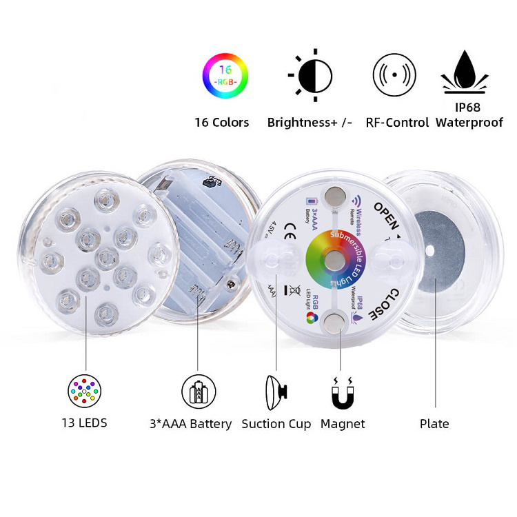 remote control under water marine salt water RGB outdoor led swimming pool pond lights bulb replacement ideas magnet multi color