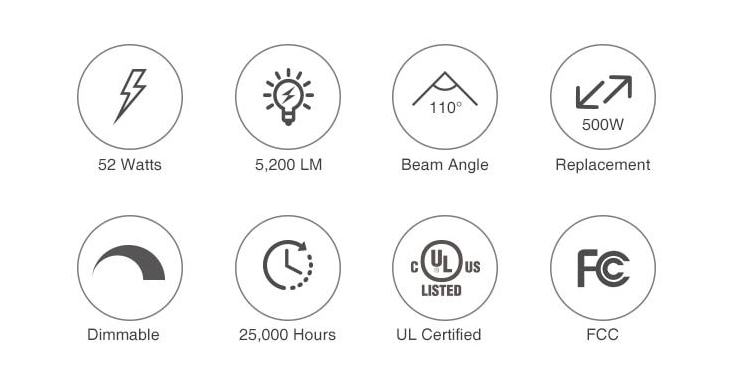 Super Bright 5000LM Aluminum 50W Dimmable 500W Equivalent BR40 Reflector LED Bulb Flood Light for Recessed Can