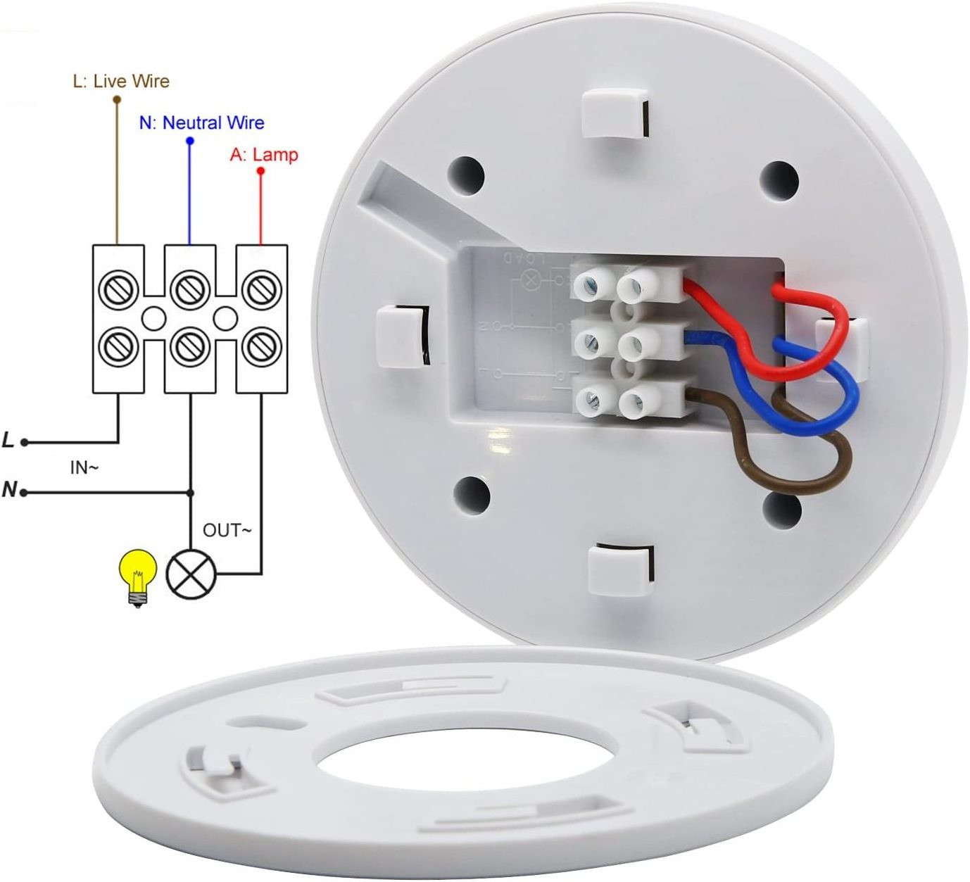 360 Degree Ceiling Mount Occupancy Sensor, 110-240V PIR Motion Sensor Switch, High Sensitive Movement Detector Light Switch