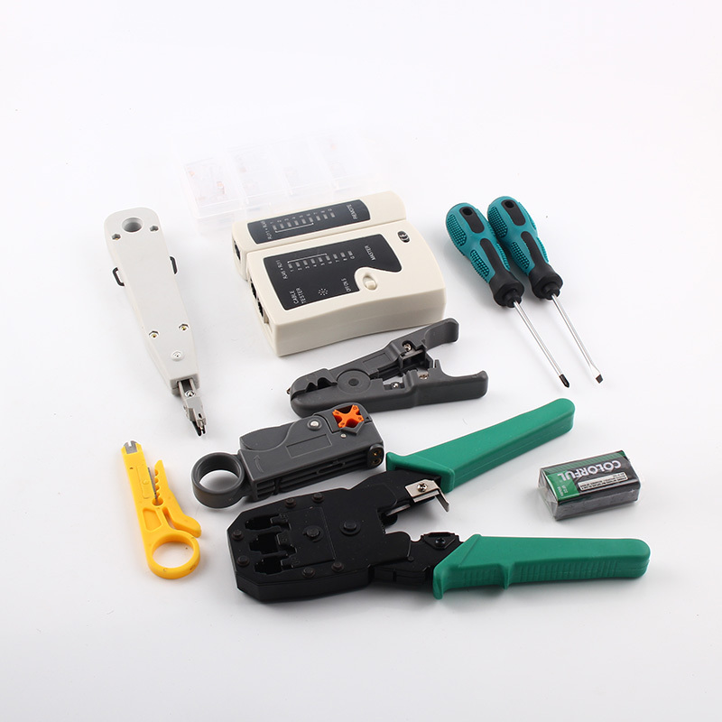 Professional Hand Tool Set 14pcs Crimper Cutter Stripper Cable Tester Lan Network Tool Kit Set Crimping Tool