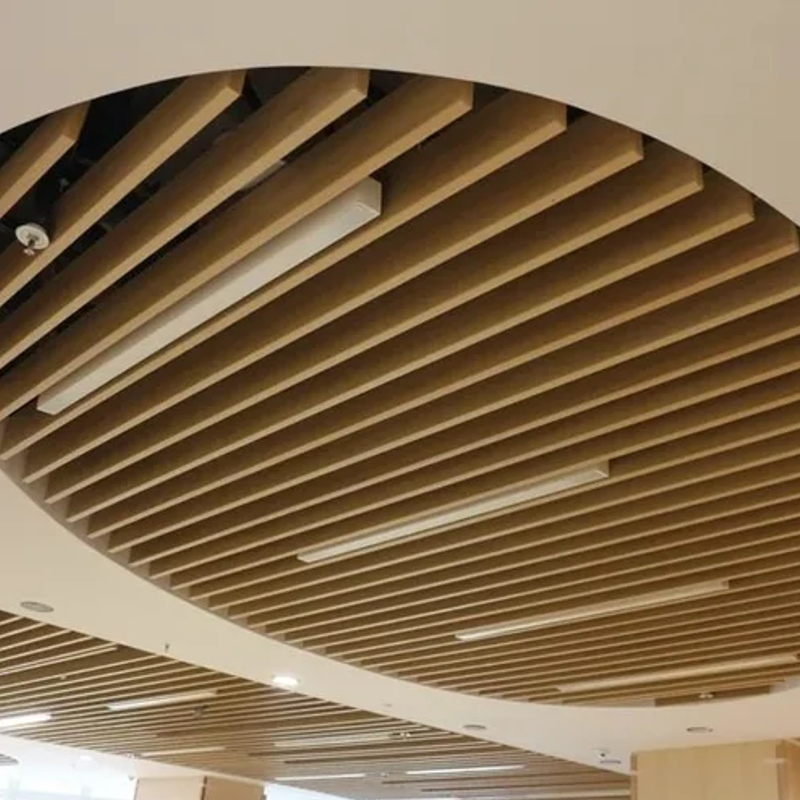 Metal Aluminum Linear Wood Baffle Ceilings System Aluminum Profile Square Tube Ceiling Planks