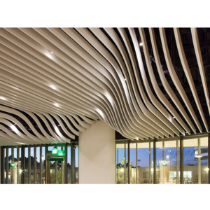 Interior Decoration Materials  Curved Aluminium Art Ceiling Panel Suspended Aluminium Baffle Stretch Ceiling Tiles