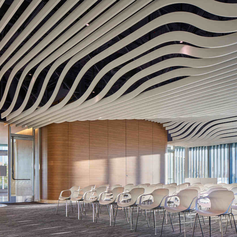 Interior Decoration Materials  Curved Aluminium Art Ceiling Panel Suspended Aluminium Baffle Stretch Ceiling Tiles