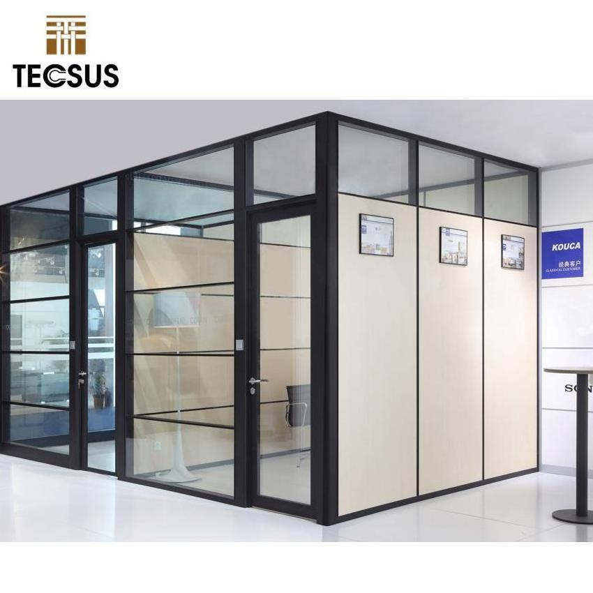 New Design Metal Frame  Office Room Divider Popular Tempered Soundproof Glass Office Partitions Cubicle