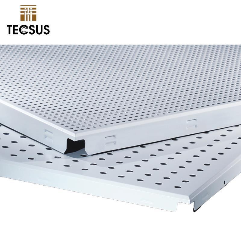 TECSUS Fashion Metal Aluminum Ceiling Full Perforated Powder Coated Clip In Ceiling