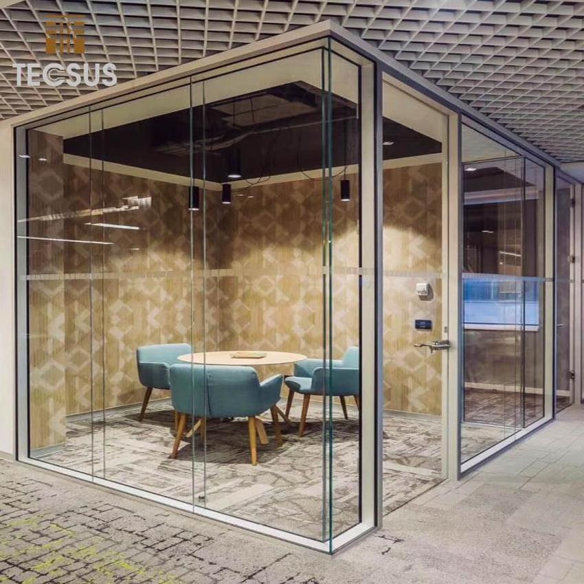 High-grade Acoustic Aluminium Partition Sliver Glazed Glass Office Furniture Room Dividing