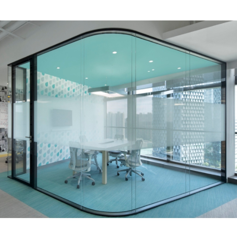 Divider Soundproof Aluminum Double Glass Wall Curved Glass Partition With Aluminium Frame Used In Building Material