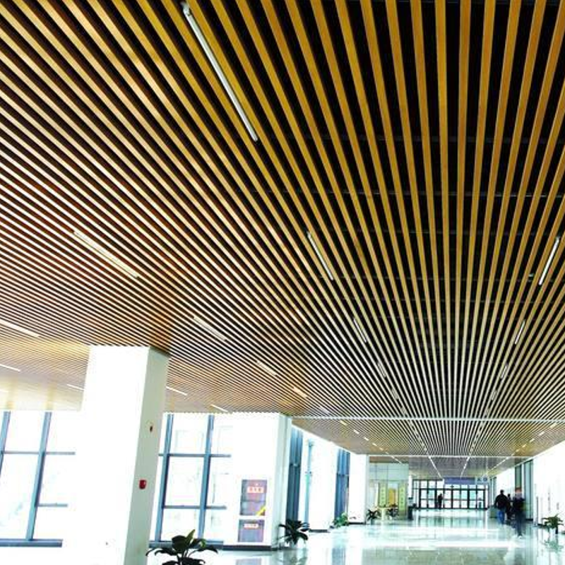 Metal Aluminum Linear Wood Baffle Ceilings System Aluminum Profile Square Tube Ceiling Planks