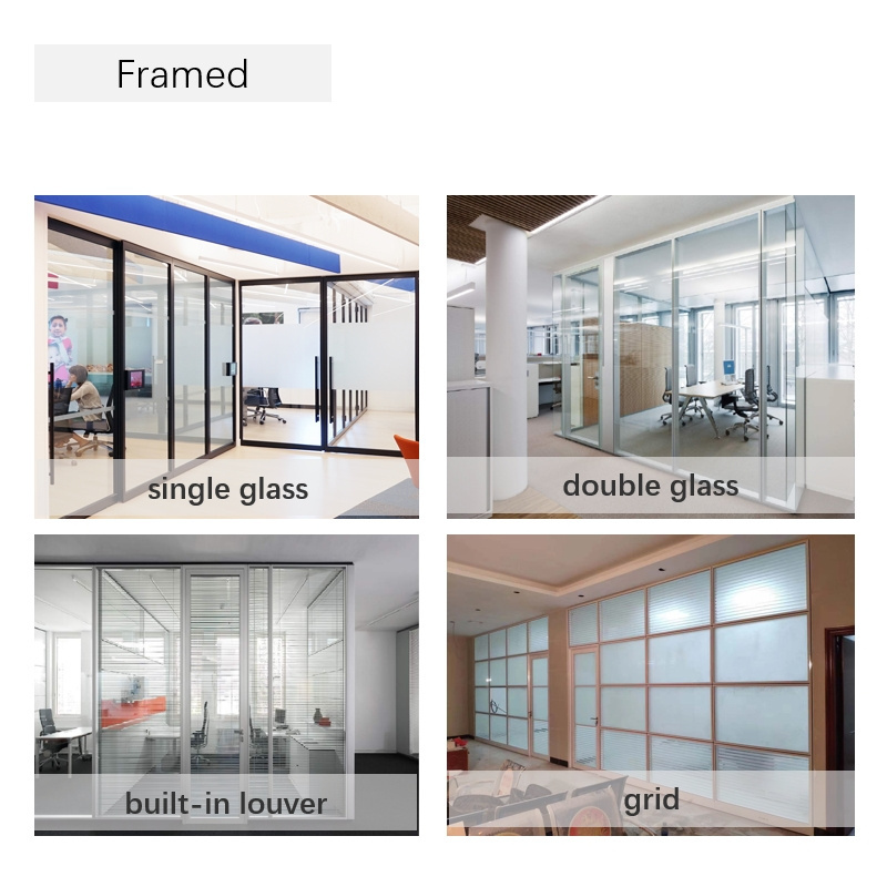 New Design Metal Frame  Office Room Divider Popular Tempered Soundproof Glass Office Partitions Cubicle