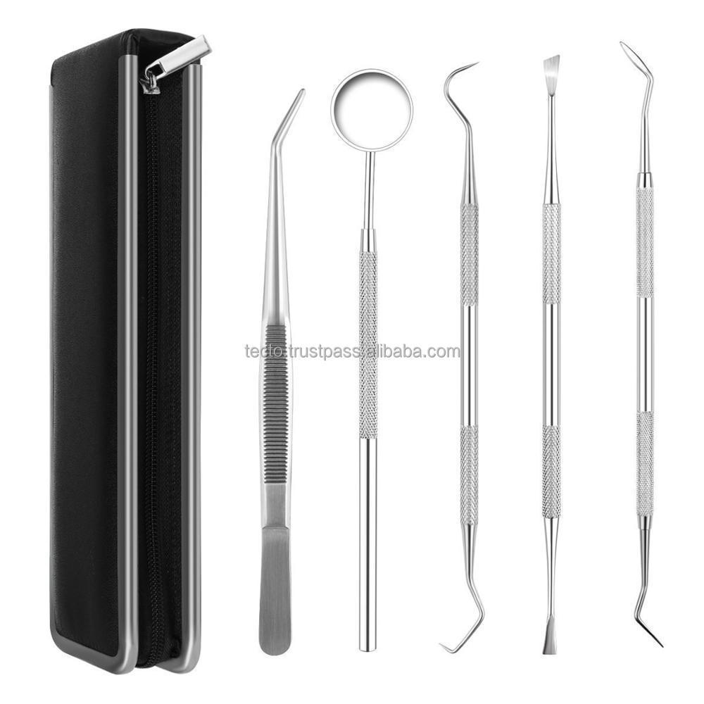 Dental Instruments Kit Tarter Scraper Tooth Pick Dental Scalers  Dental Tweezers  & Mouth Mirror with Presentation Case