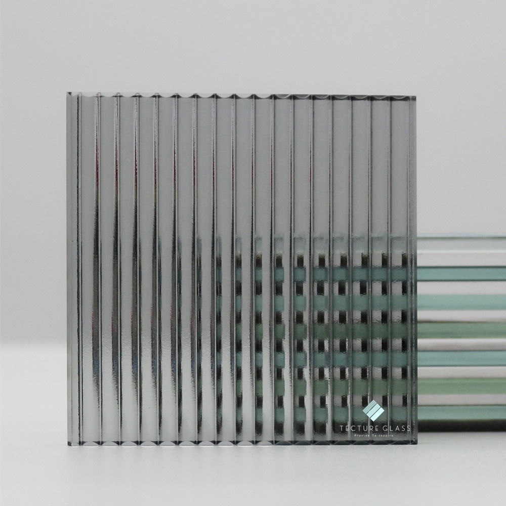 Tecture Grey tinted reeded glass prism glass for wall cladding