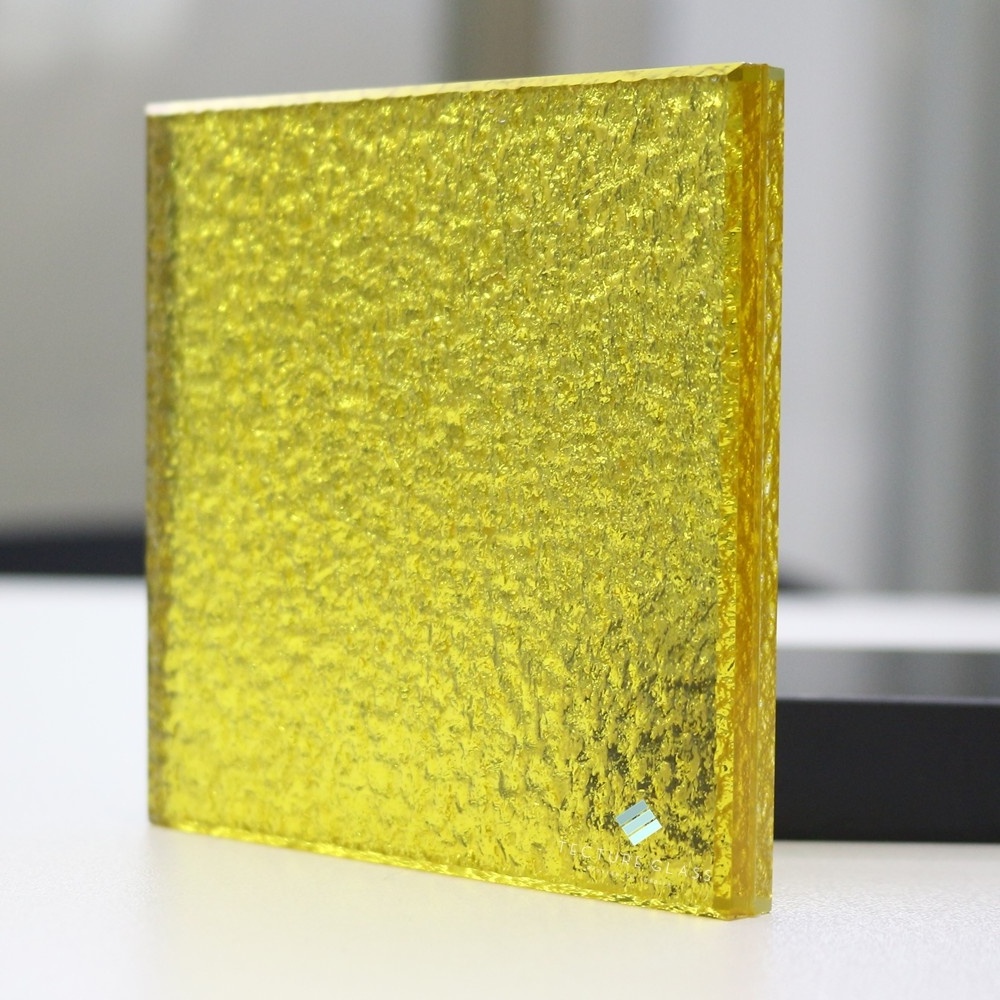 Tecture Crystal yellow patterned glass textured glass for dividers and walls