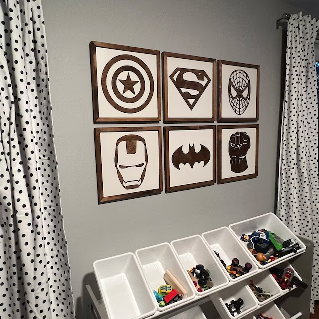 Custom Playroom Nursery Kids Bedroom decoration Super Hero Wall Art wooden Superhero Sign for wall decoration