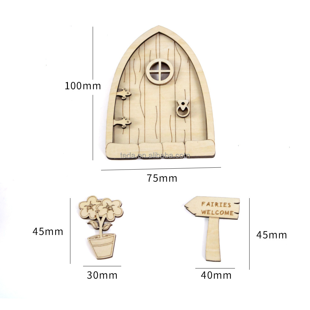 Elf Door Mini Wooden Fairy Door Fairy Garden Miniature Decoration Pack Fairy Door Garden House