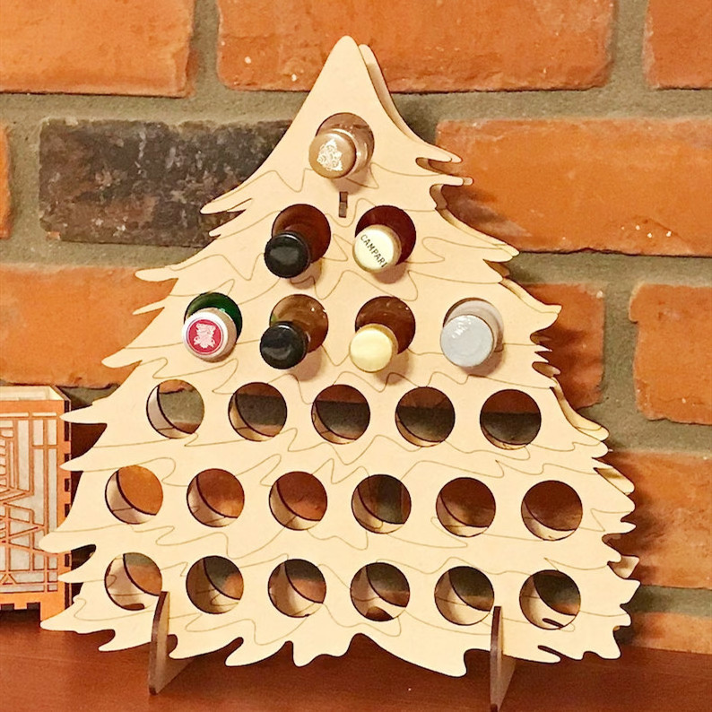 Custom 2024 Wine Christmas Countdown Beer Advent Calendar  wooden Christmas Tipsy Tree Advent Calendar 12 days of Christmas