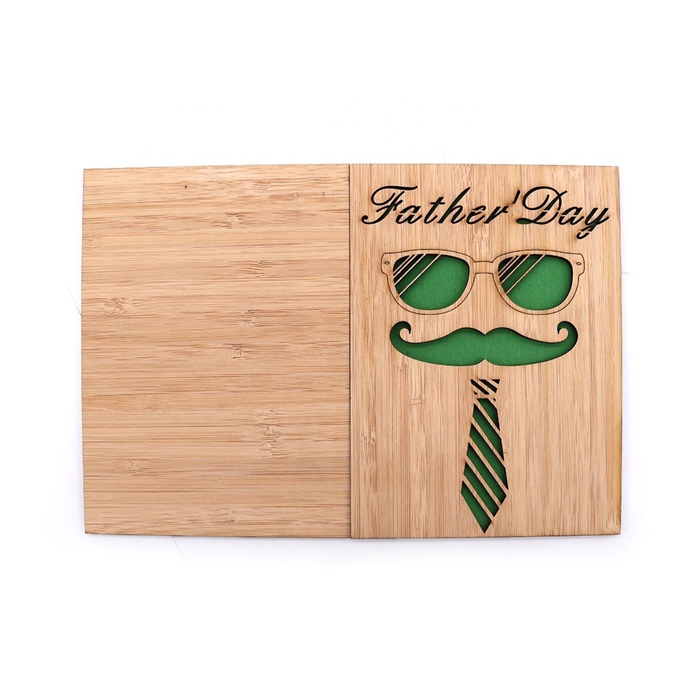 laser cut wooden greeting card for Fathers Day gifts