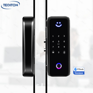 Tediton Office Glass Door Lock Smart Fingerprint Card Password Unlock Electronic TTlock Smart Glass Door Lock