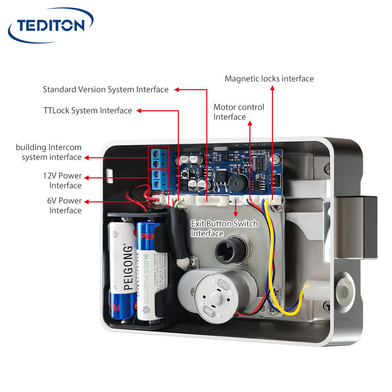 Tediton IP65 Waterproof Intelligent Electronic Digital Fingerprint Security Gate Wifi Tuya Electric Rim Lock