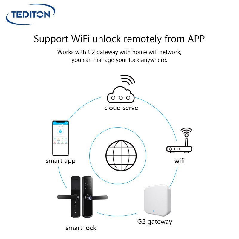 Hot Selling Ttlock APP Automatic Electronic Biometric Fingerprint Digital Door Lock for Alexa Google home