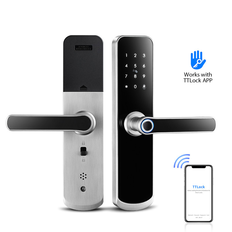 Safety TTLock APP Electric Fingerprint Card Code Combination Smart Door Lock with Touch-Screen Keypad