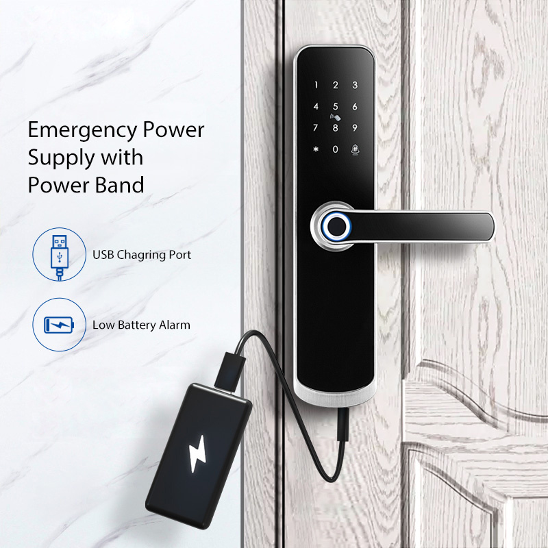 Safety TTLock APP Electric Fingerprint Card Code Combination Smart Door Lock with Touch-Screen Keypad