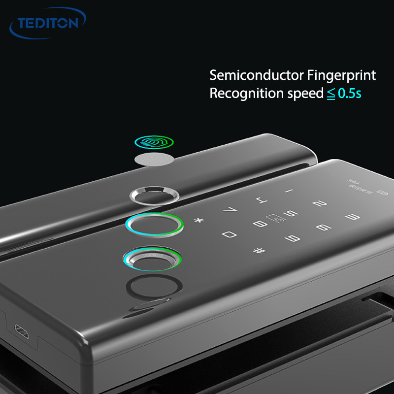 Tediton Intelligent ttlock App Rfid Pin Electronic Smart biometric fingerprint glass door lock for office