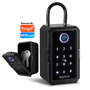 Tediton Tuya App Waterproof Outdoor Wall Mounted Strong Fingerprint Code Smart Key Lock Box