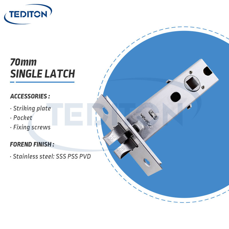 Tediton China Supplier 70# Single Latch Mortise Stainless Steel Lock Body for Smart Door Lock