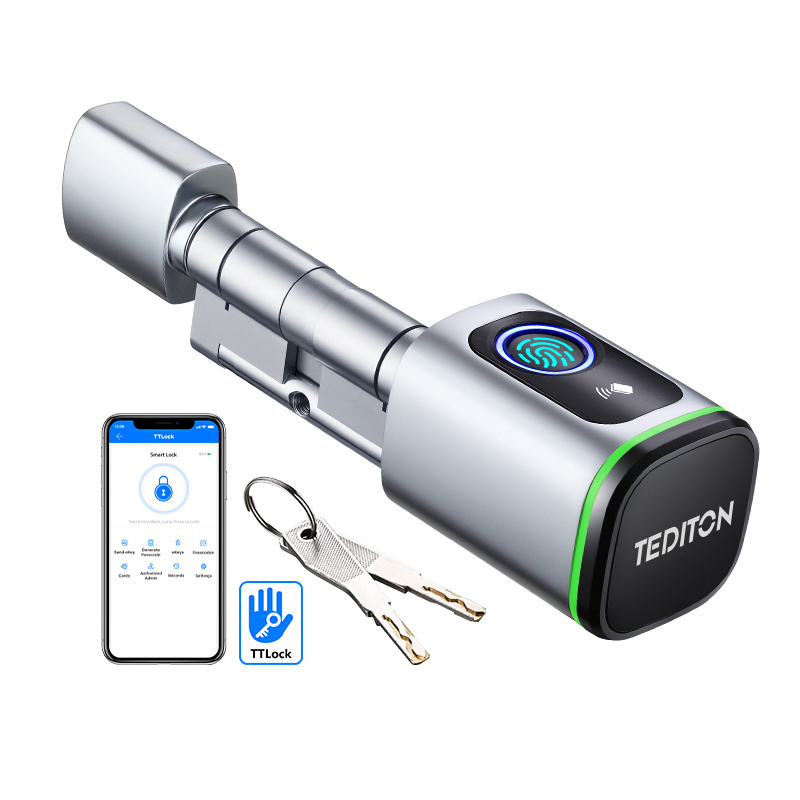 Tediton High Security Euro Standard Electronic Fingerprint Smart Door Cylinder Lock with TTlock App