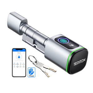 Tediton High Security Euro Standard Electronic Fingerprint Smart Door Cylinder Lock with TTlock App