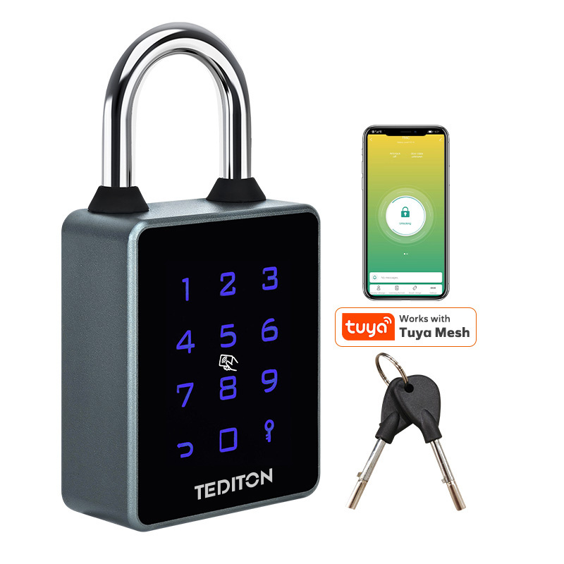 Tediton Waterproof Security Keyless Pin Code Card Key Combination Portable Smart App Padlock