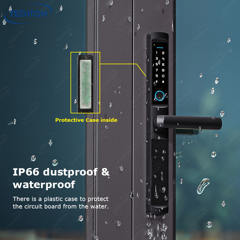 Tediton New Product Ttlock Tuya Biometric Fingerprint smart lock zigbee aluminium door use narrow type mortise door lock