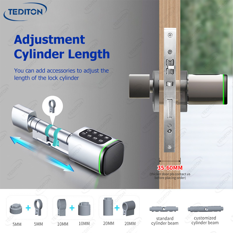 Tediton 2024 New Design European TTlock App Passcode Smart Cylinder Door Lock for Home Apartment