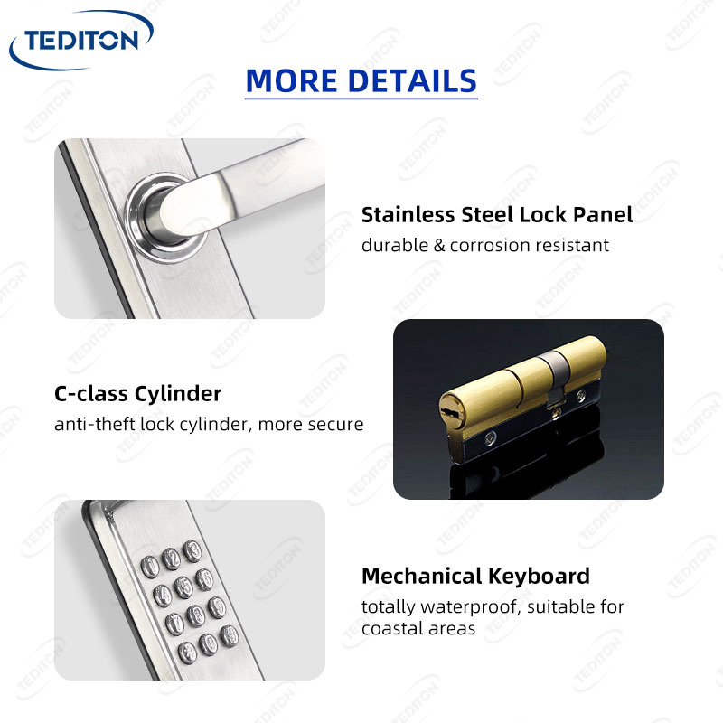 Tediton New model 304 Stainless Steel Waterproof Seaside Hotel Mechanical Code Keyless Door Lock