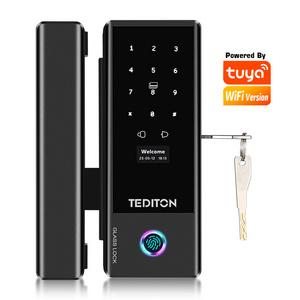 Tediton Tuya Smartlife Remote Control Sliding Office Digital Door Lock Fingerprint Smart Glass Door Lock