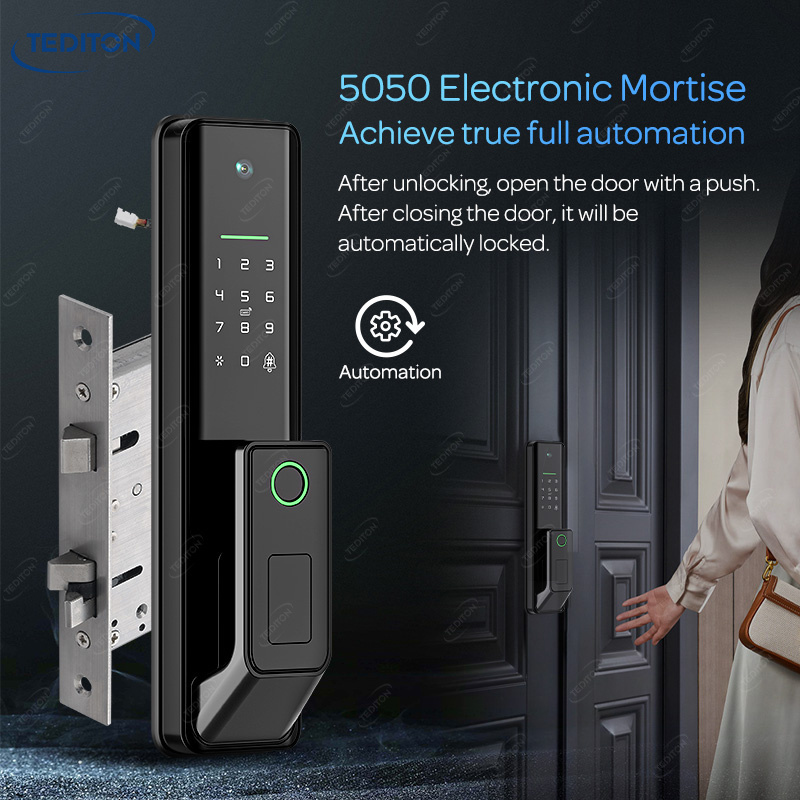 Tediton Lock Manufacturer Remote Unlock Fingerprint Tuya Wifi Smart Door Lock with Camera